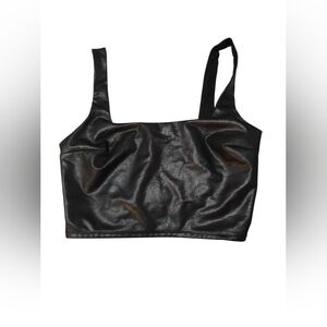 Express Body Contour Black Faux Leather Crop Top Size Small NWOT